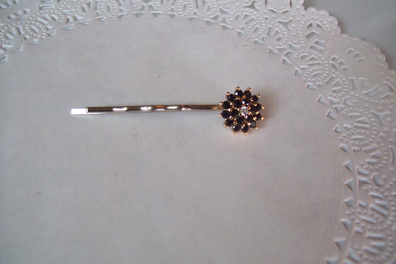repurposed jewelry Black Onyx hair pin Black rhinestone hair pin jeweled hair pin hair accessories rhinestone hair pin