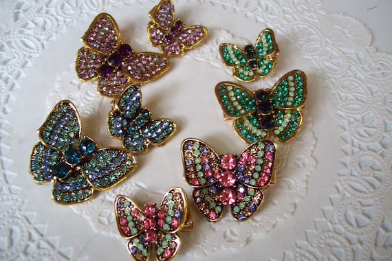 Butterfly hair clip - jeweled hair clip - repurposed jewelry - hair accessories - rhinestone hair clip - birthday gift - hair jewelry