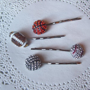 Sports Hair pin - Football Hair pin - Softball Hair pin - Baseball Hair pin - Basketball Hair pin - Volleyball hair pin - repurposed jewelry