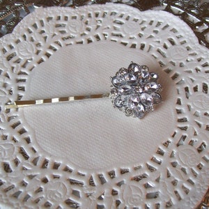 Rhinestone Hair Pin - jeweled hair pin - repurposed jewelry - wedding hair pin - wedding accessories - flower hair pin