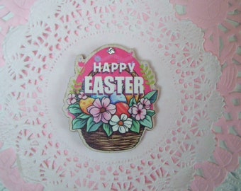 Easter magnet - Happy Easter magnet - repurposed jewelry - Easter decor - refrigerator magnet - office magnet