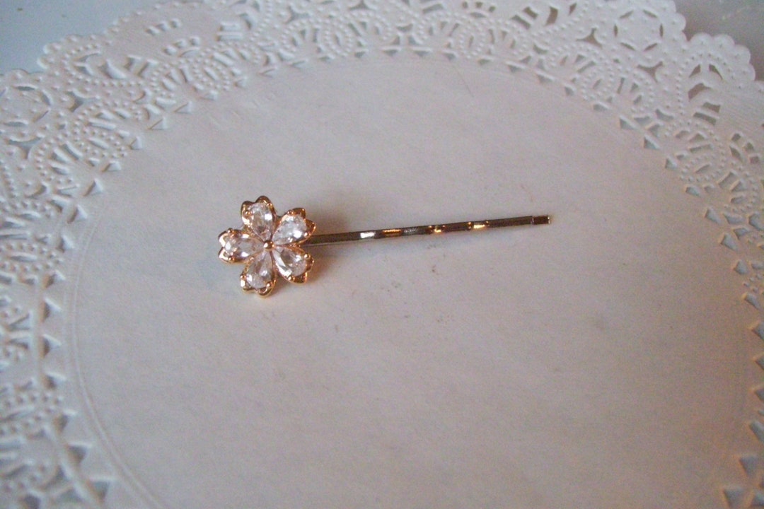 Flower Hair Pin Jeweled Hair Pin Rhinestone Hair Pin Etsy