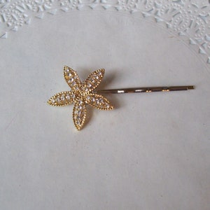 Flower hair pin - jeweled hair pin - rhinestone hair pin - starfish hair pin - hair accessories - repurposed jewelry