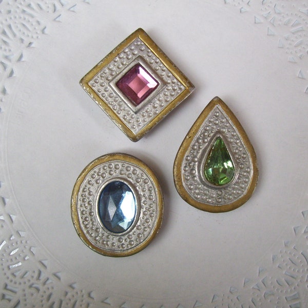 Jeweled magnet - set of magnets - repurposed jewelry - rhinestone magnet - office magnet - kitchen decor