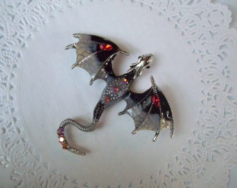 Dragon magnet - repurposed jewelry - dragon decor - kitchen magnet - office magnet - birthday gift