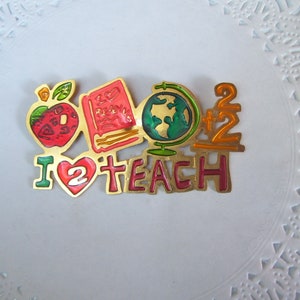 Teacher magnet - Teacher gift - repurposed jewelry - I love teaching - classroom magnet - classroom decor - repurposed jewelry