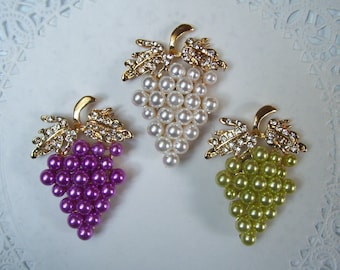 Grape magnet - grape cluster magnet - repurposed jewelry - grapes magnet - birthday gift - jeweled magnet - fruit magnet