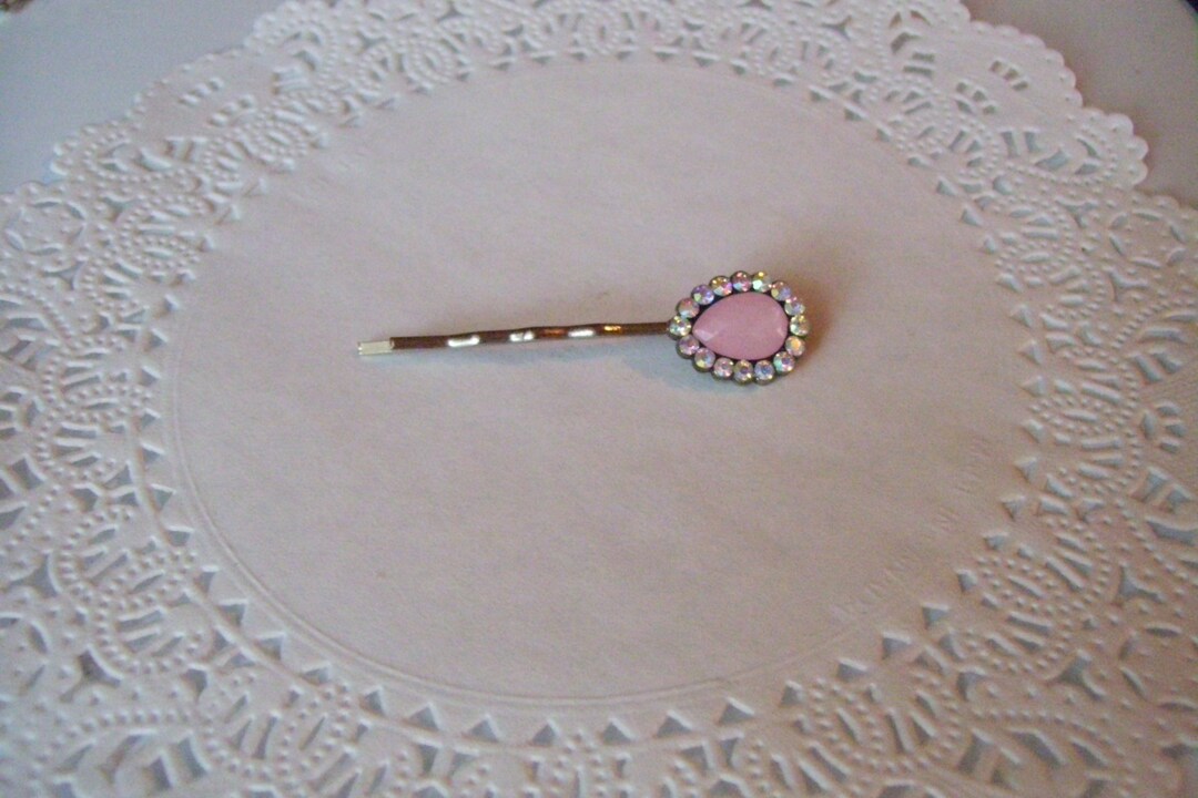 Rhinestone Hair Pin Jeweled Hair Pin Pink Hair Pin Hair Accessories