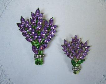 Lavendar magnet - flower magnet - repurposed jewelry - jeweled magnet - birthday gift - rhinestone magnet - office decor - kitchen decor