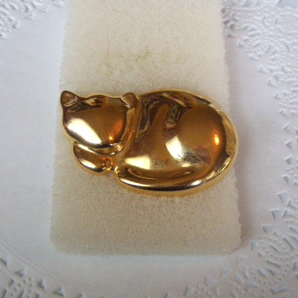 Broche (pin) Liz Claiborne Représentant Un Tigre/chat - Couleurs Or Et Argent Foncé - Occasion Vintage