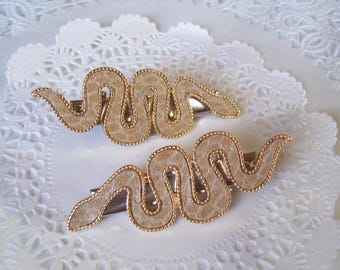 Snake hair clip - repurposed jewelry - goth hair clip - snake jewelry - friend gift - birthday gift - hair accessories