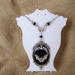 Bat Necklace For Women & Men - Chunky Silver Slip Chain Gothic Jewelry, Halloween & Goth Gift