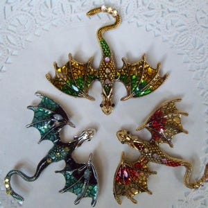 Dragon magnet - repurposed jewelry - dragon decor - kitchen magnet - office magnet - birthday gift - friend gift