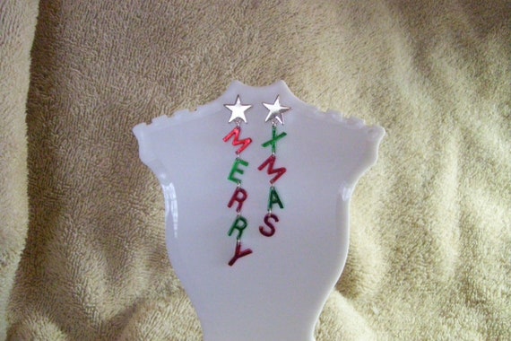 Merry Christmas earrings - Christmas earrings - Christmas jewelry - Christmas accessories