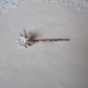 Marijuana leaf hair pin - weed leaf hair pin - repurposed jewelry - hair accessories - hair pin - marijuana jewelry