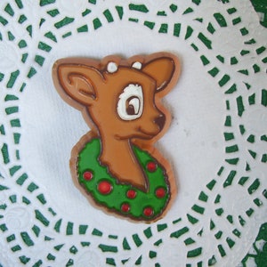 Reindeer magnet - Christmas magnet - repurposed jewelry - Christmas decor - Christmas accessories - Hallmark Rudolph - deer magnet