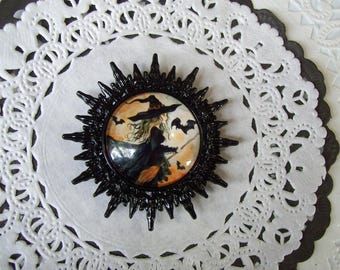Imán de bruja - joyería reciclada - imán de Halloween - murciélago - decoración de Halloween - regalo para amigos