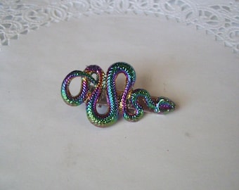 Snake hair clip - repurposed jewelry - hair accessories - goth hair clip - snake accessories