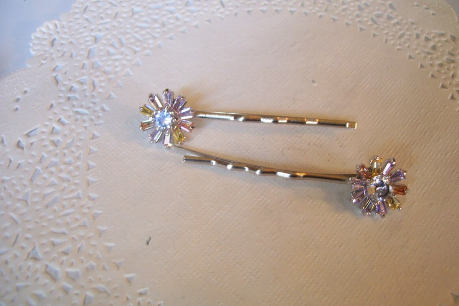 Rhinestone Hair Pin 397 Glass Hair Pin Flower Hair Pin Etsy