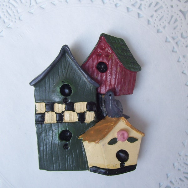 Birdhouse magnet - bird magnet - repurposed jewelry - kitchen decor - office decor - office magnet