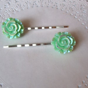 Rose hair pin - Aqua rose hair pin - iridescent hair pin - jeweled hair pin - flower hair pin - hair accessories - blue hair pin