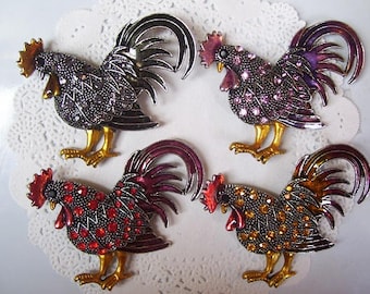 Rooster Magnet - Chicken Refrigerator Magnet - Chicken jewelry - Repurposed jewelry - jeweled magnet - birthday gift