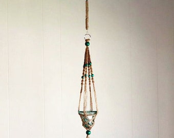 Hanging Candleholder Macramé' For Tea Light Candle With Optional Extender