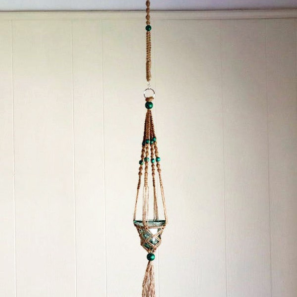 Hanging Candleholder Macramé' For Tea Light Candle With Optional Extender