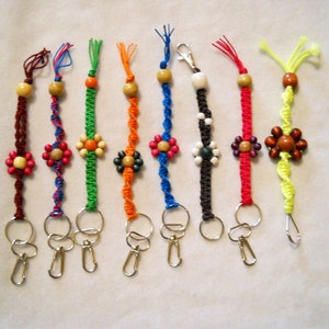 Luggage Identifier or Key Chain  or Zipper Pull or Backpack Decor Macrame&#39;  Set Number 1 With Flowers