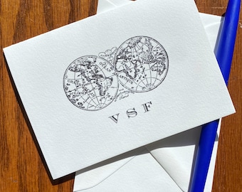 Globe Note Cards | Travel & Navigation | Personalized
