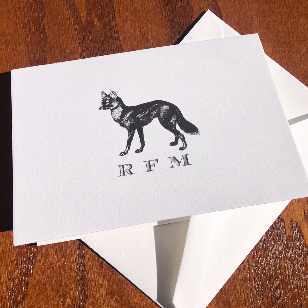 Notelets With Fox Pattern Quiet Luxury Personalized Fox Note Cards Fine Stationery - Etsy