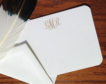 Quiet Luxury Script Monogram Stationery Set of cotton correspondence cards