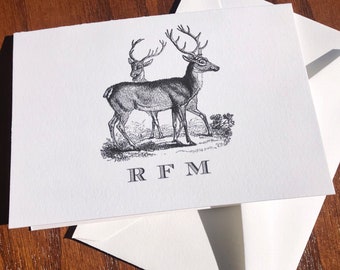 Personalized Deer Stationery Note Card Set