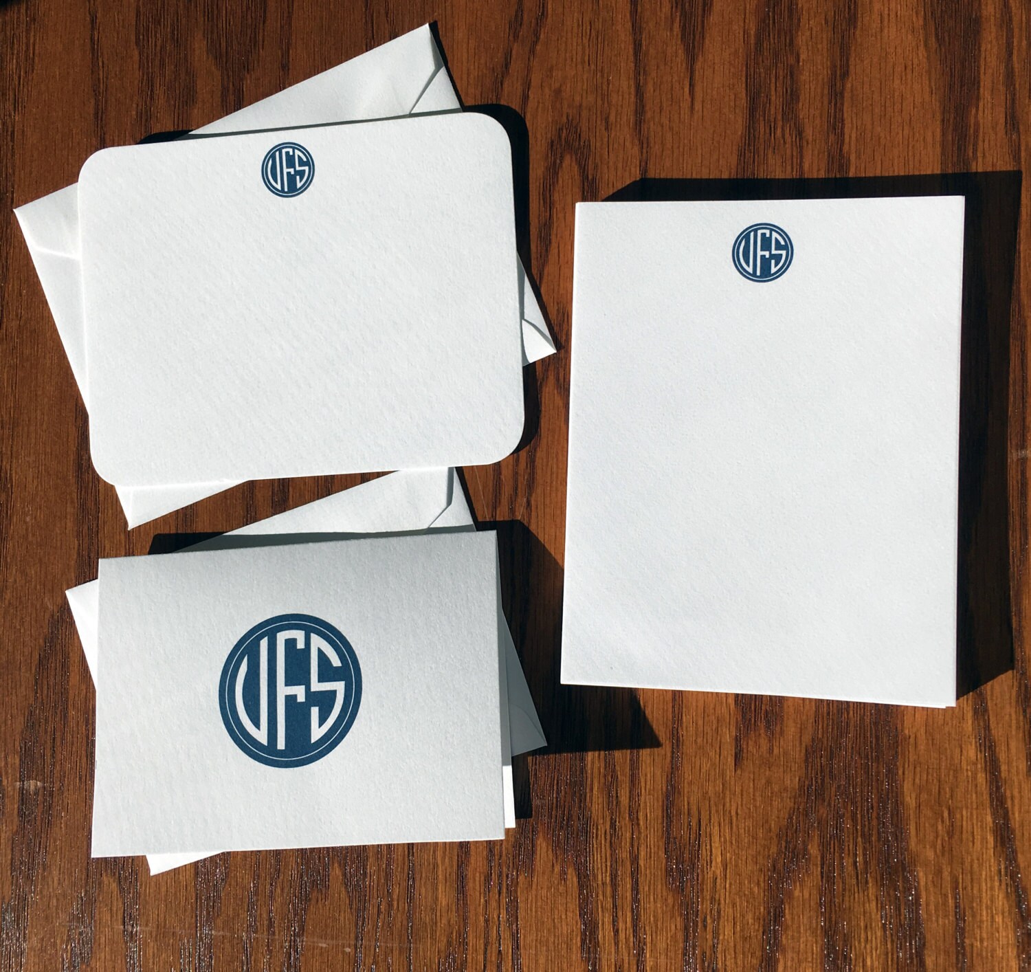 Circle Monogram Stationery Set Monogrammed Stationary Etsy