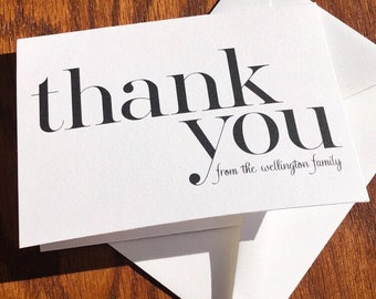 Personalized Family Thank You Card Pack with oversize font