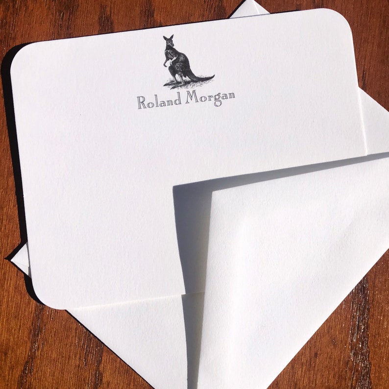 Personalized Kangaroo Stationery Note Card Set Etsy