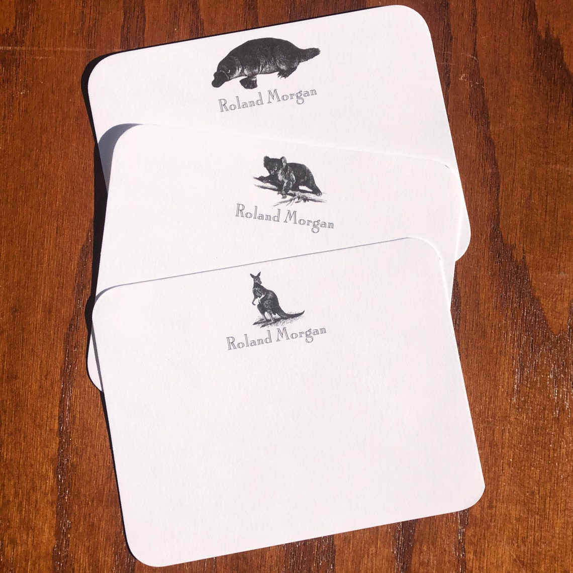 Personalized Kangaroo Stationery Note Card Set Etsy