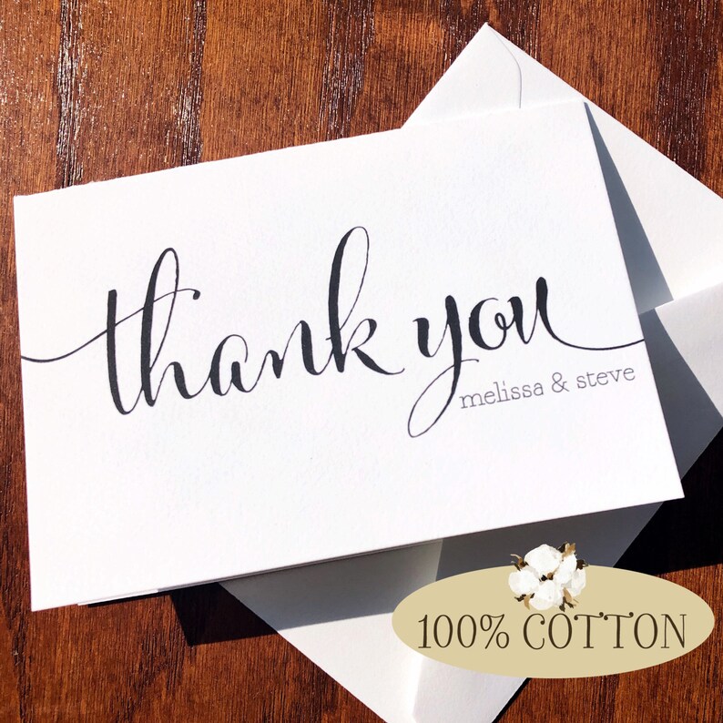 Bridal Shower Thank You Card Set large script Etsy