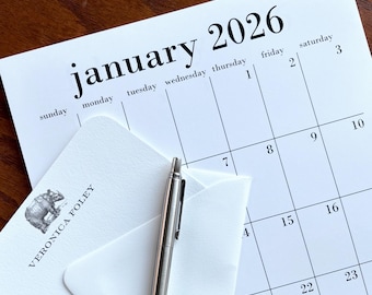Calendario de pared pequeño de 8.5 x 11 pulgadas, 2027-2028, con opción de añadir imán.