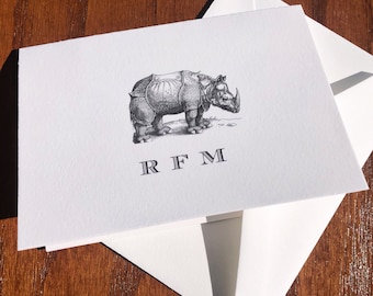 Personalized Durer Rhinoceros Stationery Note Cards