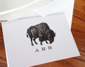 Bison or Buffalo Monogrammed or Personalized Stationery for Men