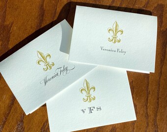 Fleur De Lis Stationery: Thank You Cards or Note Pad Mardi gras