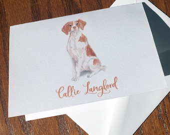 Personalized Brittany dog Note Cards