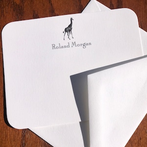 Personalized Giraffe Stationery Note Card Set - Etsy
