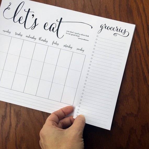 Positive Weekly Meal Planning Note Pad With Tear Off Grocery Etsy