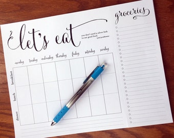 Weekly meal planning note pad with tear-off grocery list