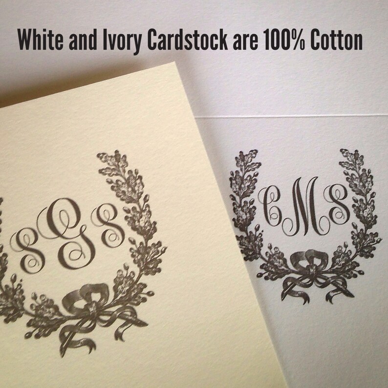 100/% Cotton Graceful Name Stationery Set of Correspondence Cards