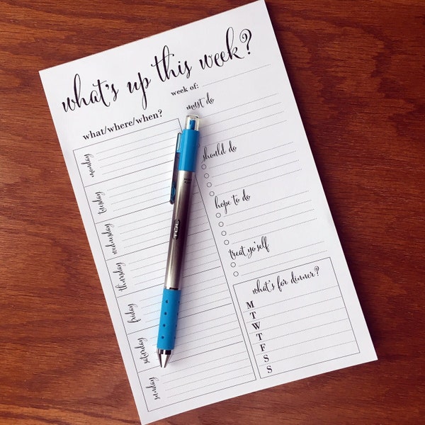 Weekly Planner Pad Etsy