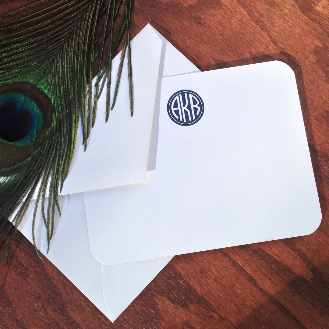Circle Monogram Stationery Note Cards or Notepad - Etsy