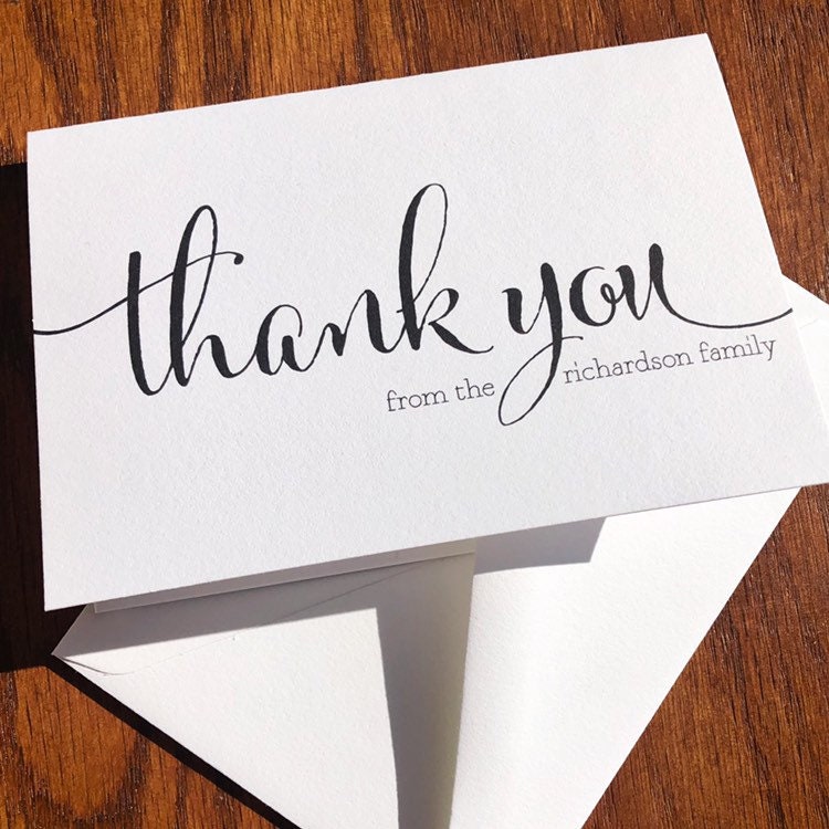 Personalized Family Thank You Card Pack with Large Script Etsy